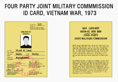Four Party Joint Military Commission ID card, Vietnam War, 1973