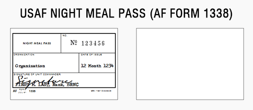 Military meal card (DD form 714, DD form 714-1), 1950s-2000s
