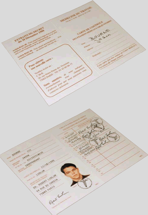 Jason Bourne french medical card