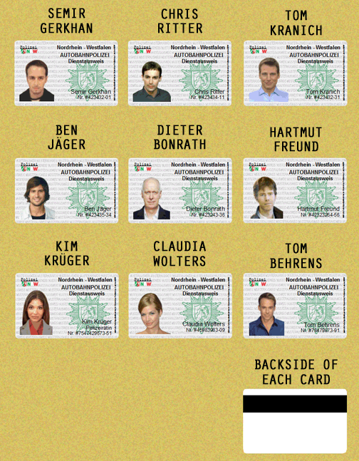 Series 5 police ID cards for each character