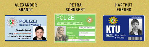 Mixed police ID cards for each character