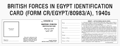 military british forces middle east egypt id card WW2