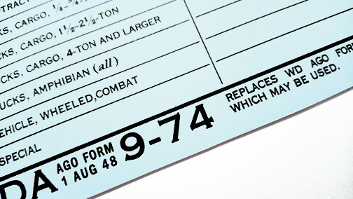 US Army Motor Vehicle Operator's Permit (OO form 7360, WD AGO form 9-74, DA form 9-74), 1940s