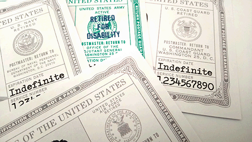US military ID card, army, air force, marines, coast guard, navy, vietnam, korea, gulf war