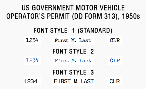US Government Motor Vehicle Operator's Permit (DD form 313), 1950s