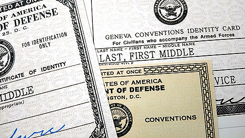 DOD Noncombatant's Certificate of Identity / Geneva Conventions Identity Card for accompanying Civilians (DD form 489), 1950s-2010s