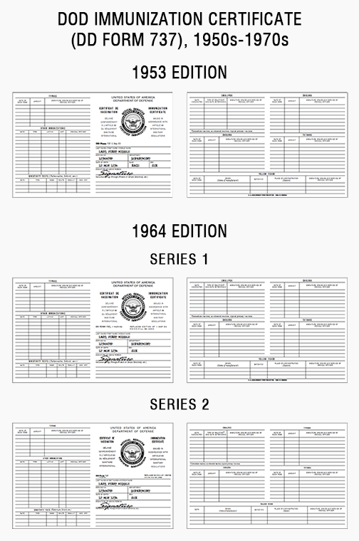 DOD Immunization Certificate (DD form 737), 1950s-1970s