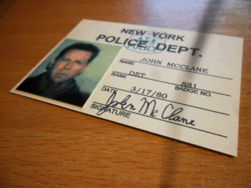 John McClane NYPD ID card