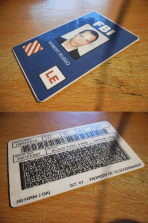Robert Russo fake FBI ID card