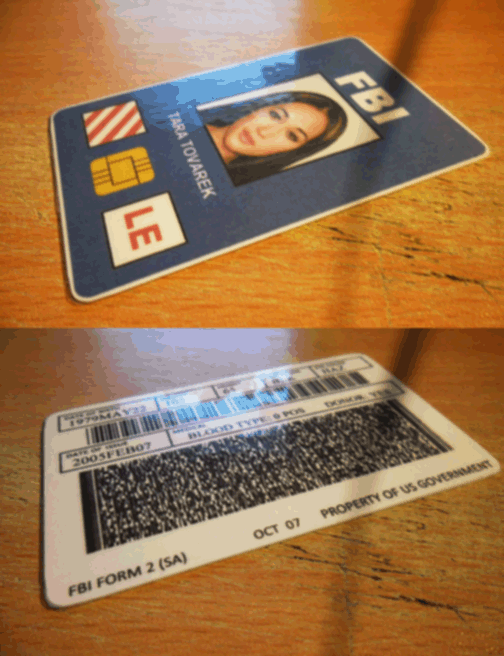 Tara Tovarek fake FBI ID card