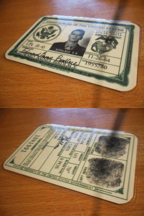 Edward Birdlace USMC ID card