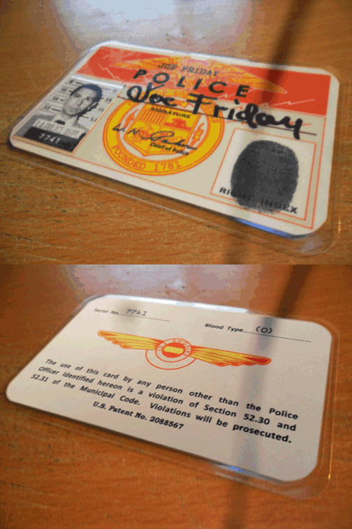 Series 1 Joe Friday LAPD ID card