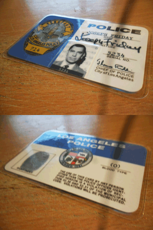 Series 2 Joe Friday LAPD ID card