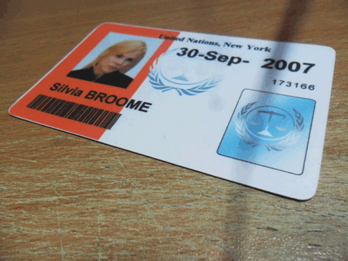 Silvia Broome UN ID card, 1ST type