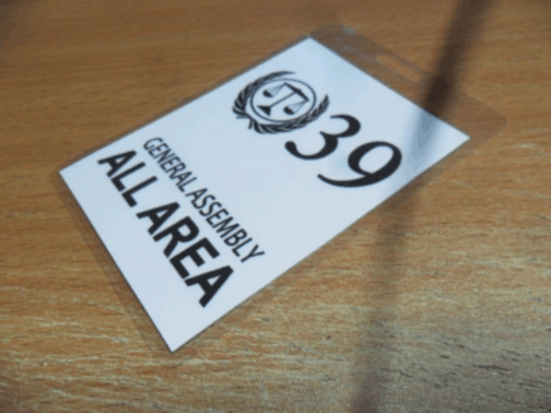 Silvia Broome UN General Assembly access pass