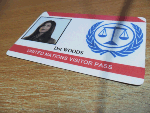 Dot Woods UN visitor card