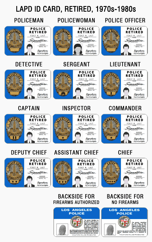 los angeles police officer retired ID card