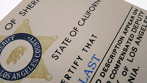 los angeles sheriff deputy auxiliary retired ID card