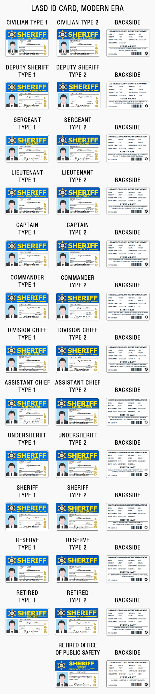 los angeles sheriff deputy reserve retired ID card