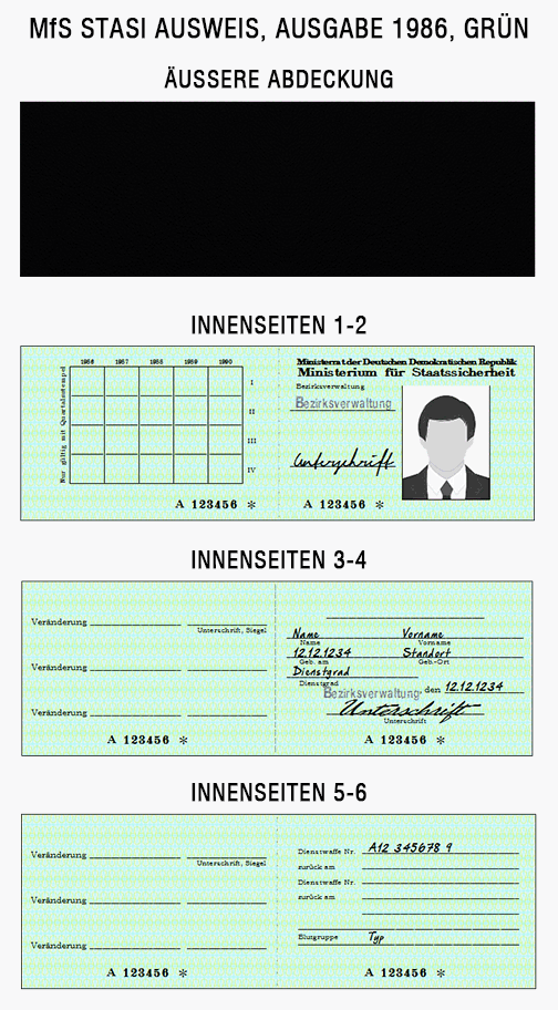 MfS Ausweis, Ausgabe 1986, gr�n