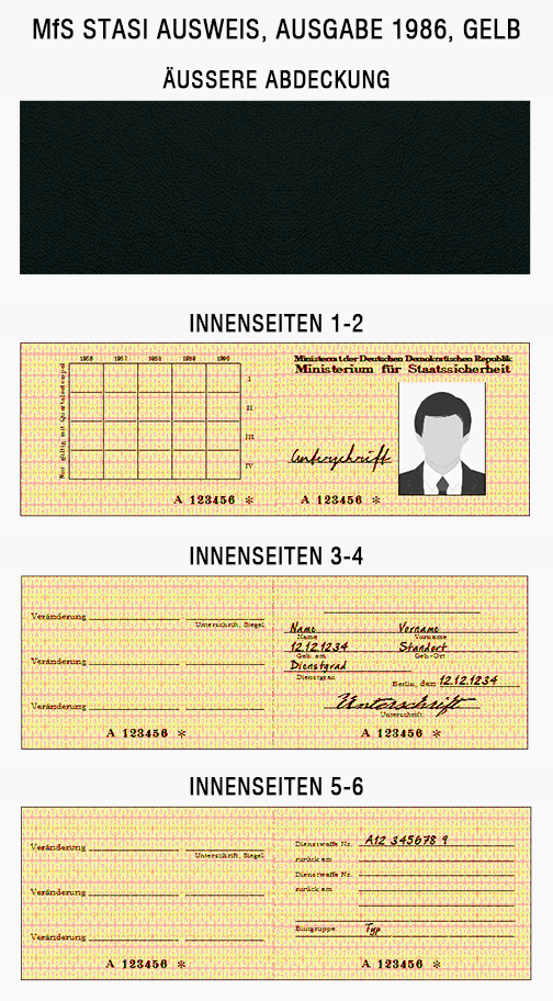 MfS Ausweis, Ausgabe 1986, gelb