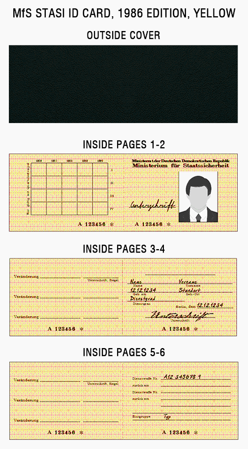MfS STASI ID card, 1986 Edition, yellow