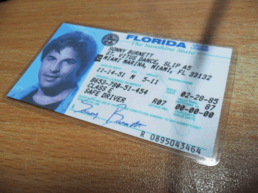 Sonny Crockett driving license