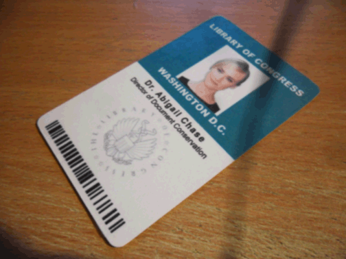 Abigail Chase Library of Congress ID card