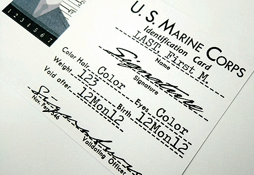 ww2 us marines id card