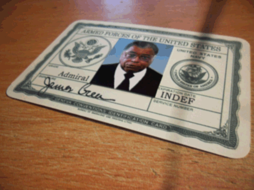 Admiral Greer US Navy ID card