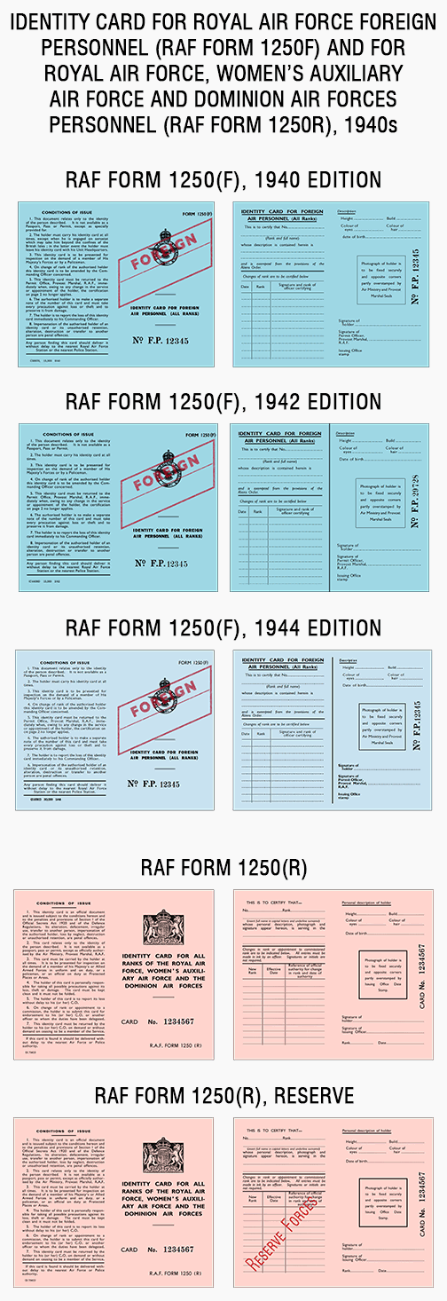 raf id card raf1250f raf1250r foreign waaf dominion air forces