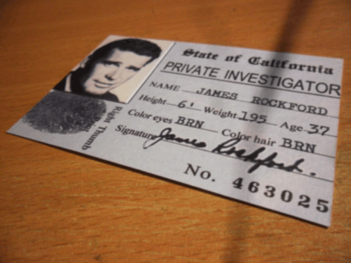 James Rockford private investigator ID card