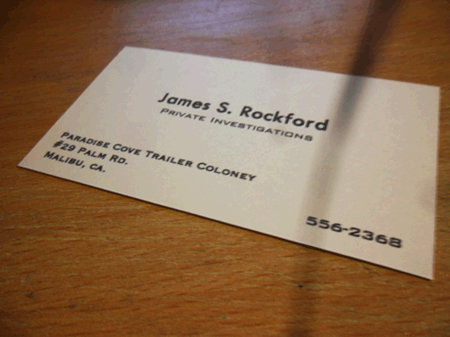 James Rockford business card