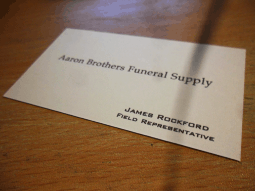 Aaron Brothers Funeral Supply fake business card