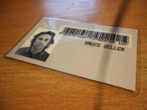 Bruce Geller INDEF ID card