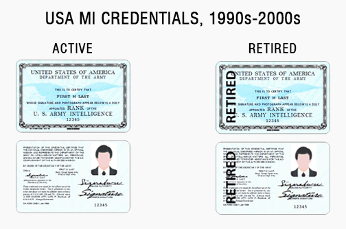 army military intelligence credentials id card badge