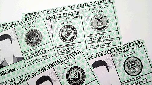 US military ID card, army, air force, marines, coast guard, navy, iraq, afghanistan war