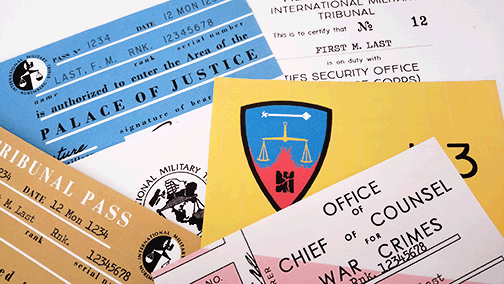 Nuremberg Trials / International Military Tribunal/Trials IMT access passes, ID cards and credentials, 1945-1946